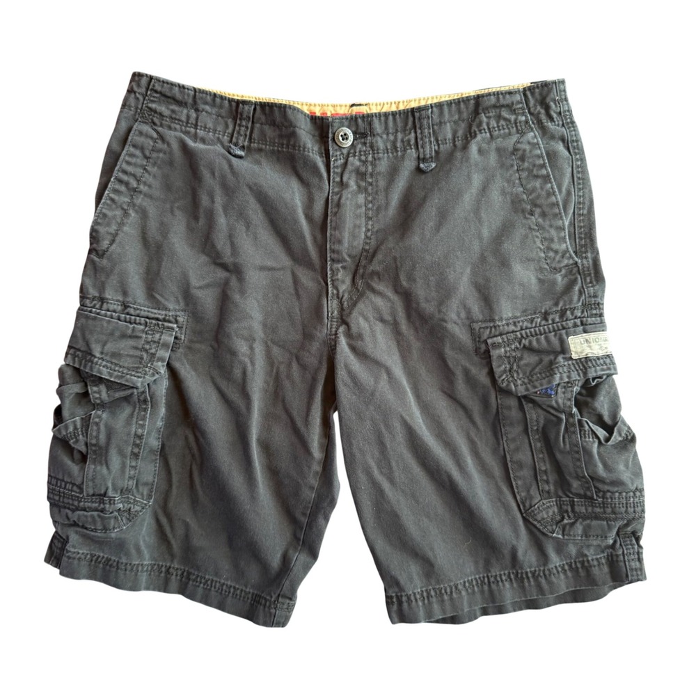 Vintage Unionbay Cargo Shorts Mens 34 Black Cotton Multi Pocket Outdoor Utility